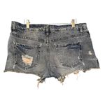Free People  Cut Off Shorts Dark Wash Button Fly Distressed Women's 27 Mid Rise Photo 2