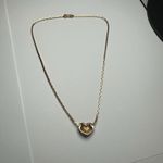 Swavorski Swarovski Crystal Signed Pave Heart Gold Tone Clear Necklace 16 3/4 Inch Photo 3