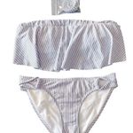 Xhilaration XHILARTION, adorable blue and white stripe swimsuit  Photo 0