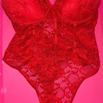 Elegant Red Lace Push Up Bodysuit Size M Photo 0
