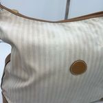 Fendi RARE Pequin Stripe Coated Canvas Cream Shoulder Bag .**PLEASE READ DESCRIP Photo 2