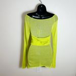 Meladyn OTS Ruched Sheer Y2K Long Sleeve Top Size Large Neon Green Photo 8