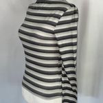 Cali Be New Striped Ribbed Mock Neck Long Sleeve Top Grey Multi Photo 6