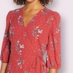 Chelsea28 Floral Dot Print Tiered Wrap Dress in Dusty Red SZ 6 Photo 4