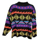 VTG Croquet Club Womens Sz L Geometric 80s 90s Retro Sweater Granny Core USA Black Size L Photo 4