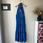Kasia Dress Blue Halter Tiered Sleeveless Boho Maxi Dress Size M Blue Size M Photo 4