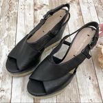 via spiga Black Leather Peep Toe Wedge Sandals 7 Photo 1