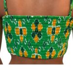 Aerie Tie Front Crop Top Beach Floral Green Yellow White Large Smocked Back Photo 1