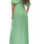 Bee Uniq 🆕Dusty Green Ruffle-Accent Cold Shoulder Maxi M🆕 Photo 1