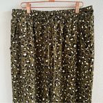 MELLODAY Leopard Green Black Cream Jogger Pants Elastic Waist XL Photo 2