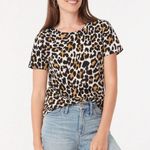 J.Crew Vintage Cotton Tee Leopard Animal Print Ivory Brown Short Sleeve Shirt Photo 1