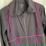 Athleta Spinnaker Long Sun Jacket Womens Gray Asphalt Hot Pink Zip Size XXS Photo 3