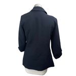 Anthropologie  Maeve Black Ruched Sleeve Notch Collar Blazer Coat Jacket Size 4 Photo 1