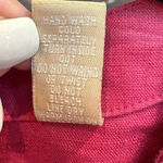 Kate Hill  Pink Fuchsia Sequin Linen V-Neck Embroidered Blouse Size  Large Petite Photo 10