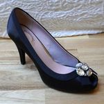 Sam & Libby Crystal Embellished Peep Toe Satin Heels Pumps Size 8 Photo 0