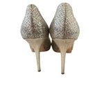 Jimmy Choo Gold Metallic Leather Peeptoe Heels Size 40 / US 10 Photo 5