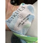 IBKUL Icikuls Small Long Sleeve Shirt Top V Neck Green Blue Print Mesh Sleeves Photo 3