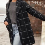 Marine layer  Liverpool Shawl Collar Coatigan Windowpane Black White Photo 0