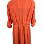 Tacera  Lightweight Shirt Dress Coral Orange Size Large Roll Tab Sleeves New Photo 2