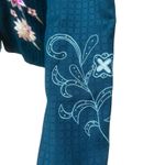 Alex Kim Shirt Jacket Sz PL Blue Floral Embroidered Artsy Boho Western Whimsy Size L Photo 3