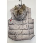 Eddie Bauer Beige Gray Women Insulated Goose Down Fur Collar YUKON EB550 Vest XL Photo 5