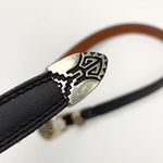 Nocona Belt Aztec Metal Buckle Black Skinny Genuine Leather Size 32 Photo 3