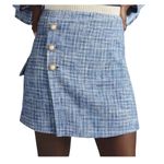 Maeve by Anthropologie Blue Tweed Button Front Mini Skirt Women's Size 14 Photo 0