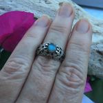 Natural Blue Labradorite Sterling Silver Detailed Ring size 8.5 Photo 5