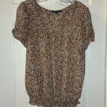 Max edition  Multicolor Animal Print Short Sleeve Blouse XL Photo 0