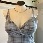 Old Navy Vintage Y2K  Cotton Stretch Blue Plaid Print Mini Dress Size 10 Photo 7