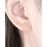 Boutique NEW Women's 14k Gold Plated‎ Dainty Gold Staple Bar Stud Earrings, 3.9mm Photo 4