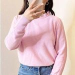 J.Crew Pink Long Sleeve Knit Ruffle Neck Cotton Wool Pullover Sweater Small Photo 0