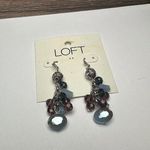 Loft Blue Purple Bead With Rhinestone Silver Tone Pierced Earrings NWT $14.99 Photo 1