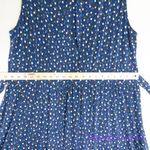Leota women's navy blue dot print tie neck dress with waist tie, size XL Photo 4