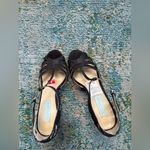 Betsey Johnson Glissten black glitter t-strap cage stiletto sandals, size 9 Photo 3