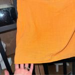 H&M  ruched mini skirt gathered high waisted rise neon tangerine crepe tulip Photo 5