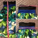 Teeze Me  Satin Floral Tulle Underlay Strapless Dress Mini Juniors 9 Blue Black Photo 6