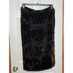 Long Semi Sheer Scarf with Velour Floral Print Black Gold 66" Long Photo 1