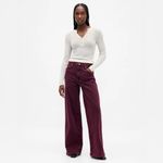 Gap  High Rise Stride Wide Leg Burgundy Jeans Women's A23 Photo 2