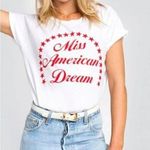 Wildfox  Miss American Dream Tee White with Red Stars Patriotic Size Medium NWT Photo 0