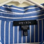Ivy & Blue Striped Button Front Collared Shirt Dress (Sz 14) Blue & White Cotton Photo 4