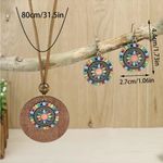 Boho‎ Necklace & Earrings Set Colorful Flower Design Tribal Accessories Tan Photo 10
