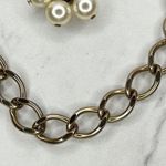 Gold Tone Faux Pearl Charm Chain Link Belt Photo 7