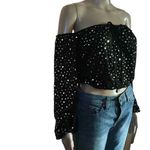Honey Punch metallic star print off shoulder crop top Photo 2