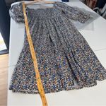 Elloh Multicolor Ditsy Floral Smocked 3/4 Puff Sleeve Tiered Midi Dress Prairie Blue Size M Photo 13