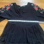 ZARA  Black Floral Embroidered Sleeve Peasant Dress Size Small Photo 3