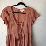 Showpo Dress Festival Small Pink Mauve Boho Flutter Sleeve Lace Up Mini Casual Photo 1