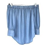 Who What Wear T8 Blue Lyocell Off The Shoulder 3/4 Sleeve Top Photo 4