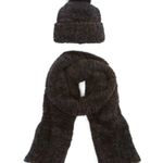 Barefoot Dreams NWT CozyChic Pom Pom Beanie & Scarf Set Espresso Cocoa Photo 0