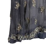 Isabel Marant  Midnight Blue Embellished Sheer Silk Long Sleeve Blouse Size 6 Photo 4